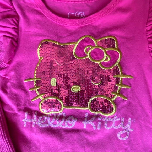 Hello Kitty - kids pink, sequinned long sleeve, shirt. Size 4 - Picture 3 of 5